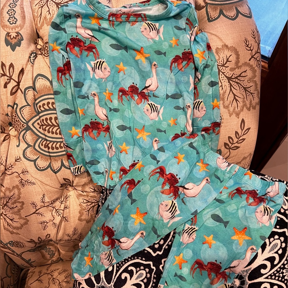 Used posh peanut pajama set little mermaid Disney edition